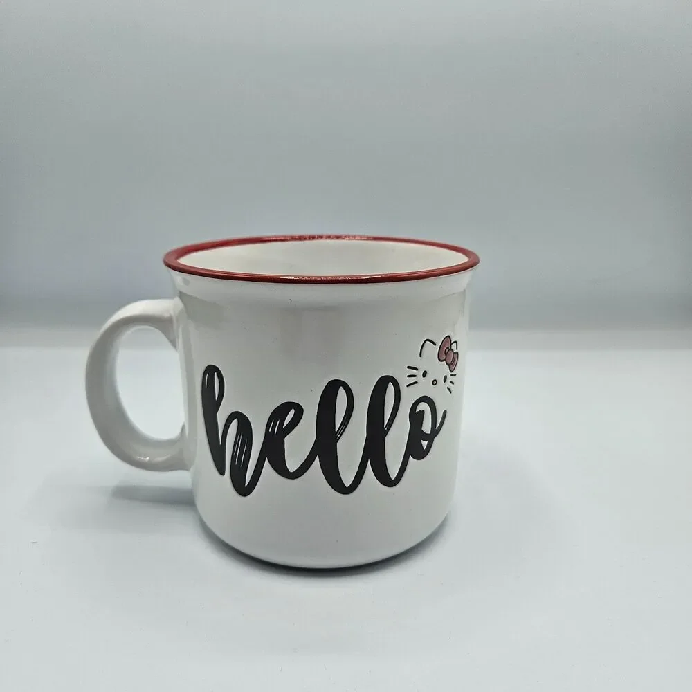 Hello Kitty Red Rim Ceramic Mug‎ by Silver Buffalo 20oz Coffee Cup Sanrio NEW